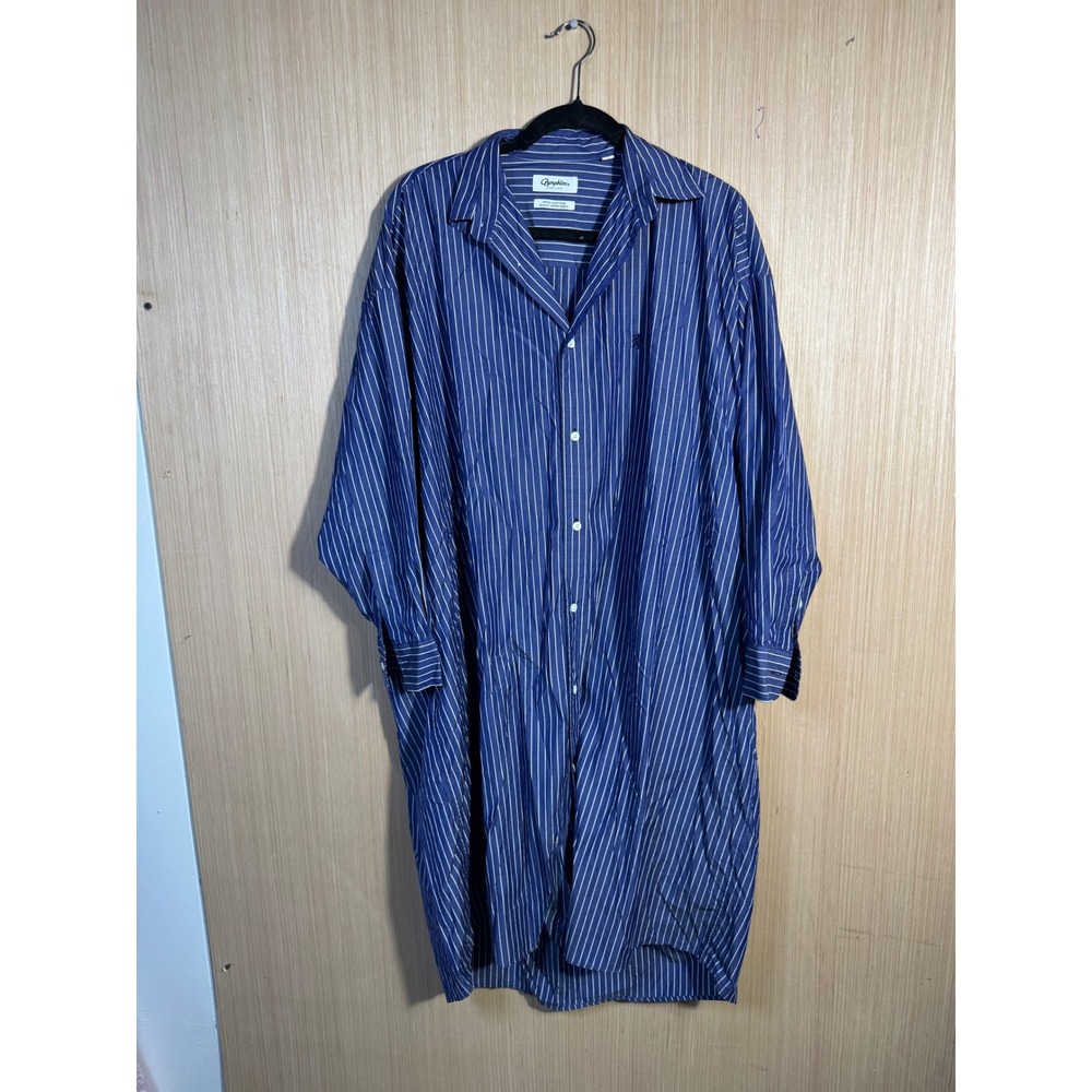 Gymphlex England Women Blue White Pinstripe Cotton Button Front Shirt Dress 12